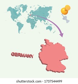 Germany's place in the world. 3D map