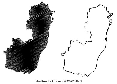 Germersheim district (Federal Republic of Germany, State of Rhineland-Palatinate) map vector illustration, scribble sketch Germersheim map