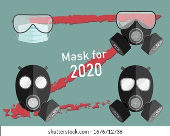 Germicidal masks and a variety of toxic gas masks for medical or daily use. The concept of a rapidly changing environment, both from viruses and pollution.