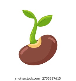 Germinating Seed with Sprout and Leaves Symbol of New Life, Growth and Hope