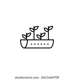 Germinating Seedlings In Row Minimalist Icon For Gardening Concepts