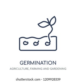 Germination icon. Germination linear symbol design from Agriculture, Farming and Gardening collection. Simple outline element vector illustration on white background.