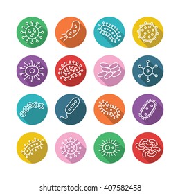 Germs and Bacteria Icon Set - vector illustration