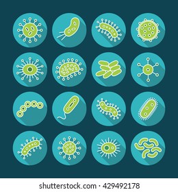 Germs and Bacteria Icon Set - vector illustration
