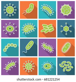 Germs and Bacteria Icon Set - vector illustration
