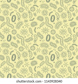 Germs / Bacteria - vector illustration - yellow germs in a repeat pattern
