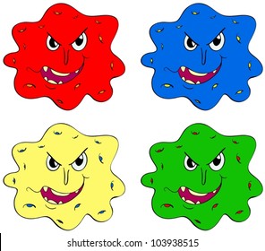 Germs and bugs in different colours