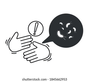Germs dirty hand. Banner about hygiene.
