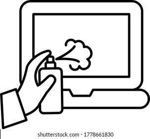 Germs Free LEDs and touch screens during coronavirus pandemic concept vector icon design, Living Space Sanitizing and Disinfecting Symbol on White background