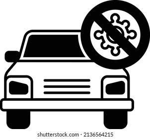 Germs Free Vehicle Vector Icon Design, Cleaned And Disinfected Car Concept, Coronavirus Car Cleaning Service Symbol, Vehicle Disinfection Sign, Lorry With Coronavirus Prevention Stock Illustration