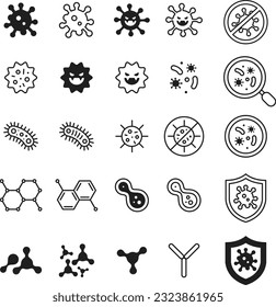 Germs line icon set of vector