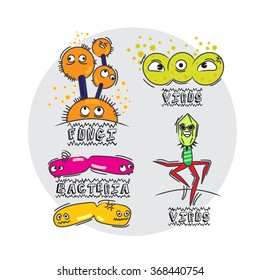 germs microscope cartoon character collection 1