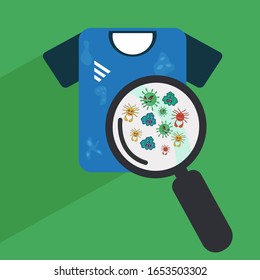 germs on a dirty t shirt with green background