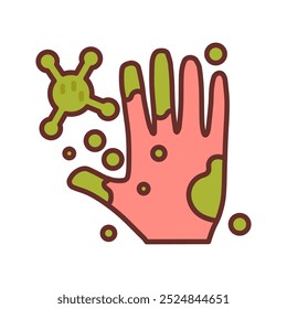 Germs On Hand Filled Icons , Vector illustration