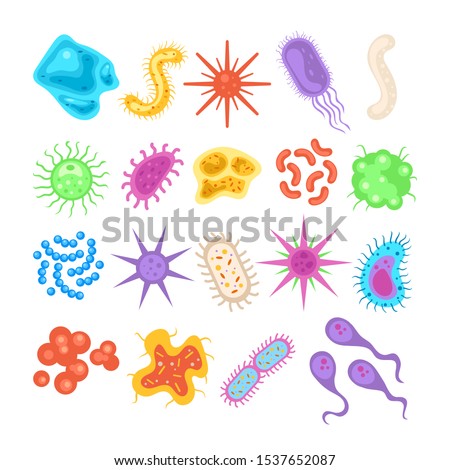 Germs organic bacteria icon set. Vector flat graphic design illustration