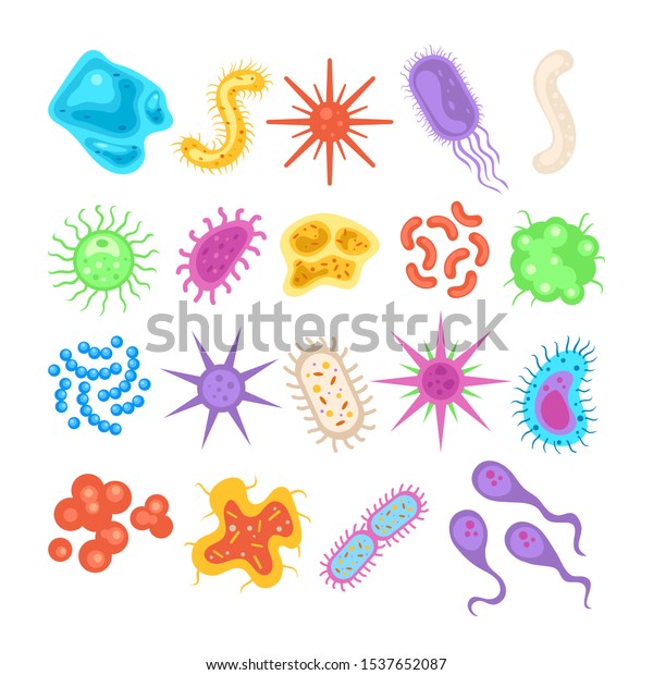 Germs Organic Bacteria Icon Set Vector Stock Vector (Royalty Free ...