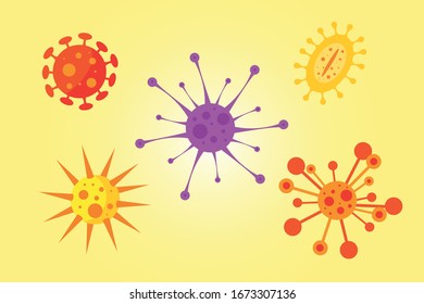 Germs organic bacteria. Vector flat style cartoon illustration isolated on  yellowy background.