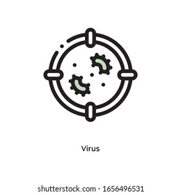 Germs, pathogenic bacteria, or viruses flat vector icon for science research apps and websites, black outlined icon on white background