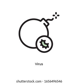 Germs, pathogenic bacteria, or viruses flat vector icon for science research apps and websites, black outlined icon on white background