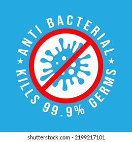 Germs and Viruses Kills 99.9%, bacteria, and microbe icon isolated. Antibacterial and antiviral defence, protection infection. Vector Illustration