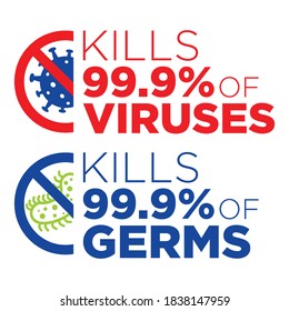 Germs and Viruses Kills 99.9% Message Vector File