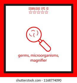 germs,microorganisms, magnifier vector icon