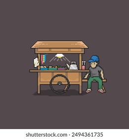 GEROBAK INDONESIAN STREET SELLER CART PIXEL ART