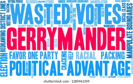 Gerrymander word cloud on a white background. 