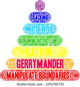 Gerrymander word cloud on a white background. 
