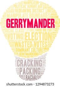 Gerrymander word cloud on a white background. 