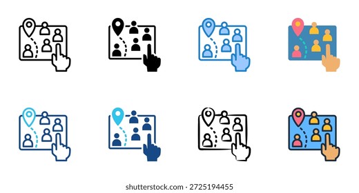 Los iconos de Gerrymandering establecen una colección de estilos múltiples. Trazo editable 
