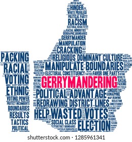 Gerrymandering Word Cloud On A White Background. 