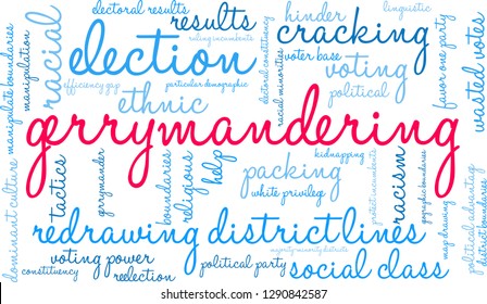 Gerrymandering Word Cloud On A White Background. 