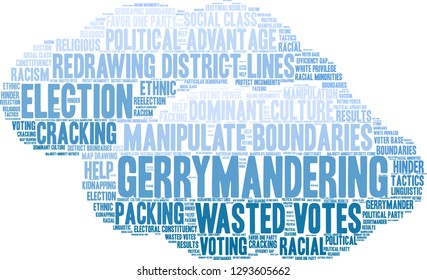 Gerrymandering Word Cloud On A White Background. 