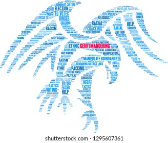 Gerrymandering Word Cloud On A White Background. 