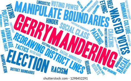 Gerrymandering Word Cloud On A White Background. 