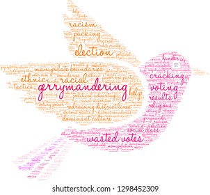 Gerrymandering Word Cloud On A White Background. 