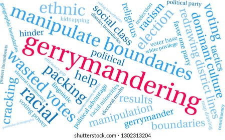 Gerrymandering Word Cloud On A White Background. 