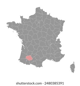 Gers department map, administrative division of France. Vector illustration.