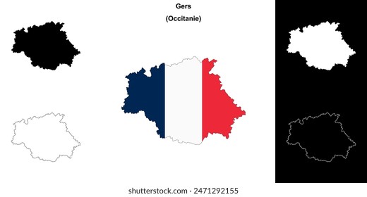 Gers department outline map set