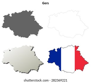 Gers (Midi-Pyrenees) outline map set