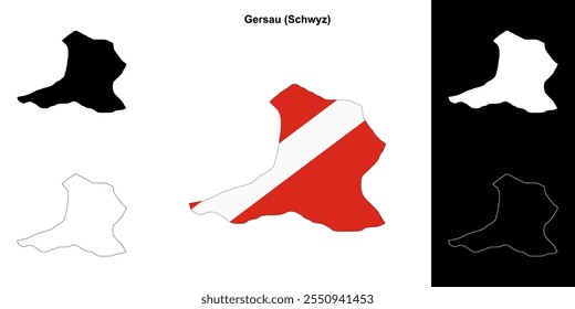 Conjunto de mapa de contorno en blanco de Gersau