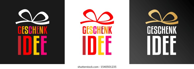 Geschenkidee, "gift idea" in German