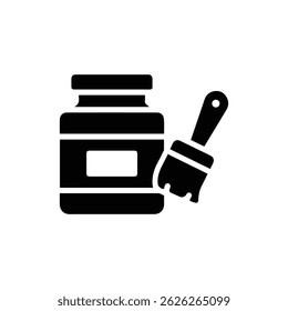 Gesso Container with Brush Icon Black Filled Minimal