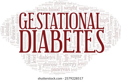Gestational Diabetes word cloud conceptual design isolated on white background.