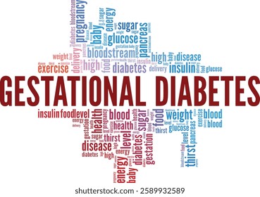 Gestational Diabetes word cloud conceptual design isolated on white background.