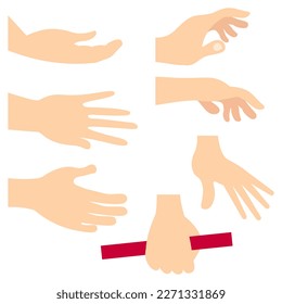  Gesticulation. Hands typing, supporting and holding. Set of hands in different gestures.