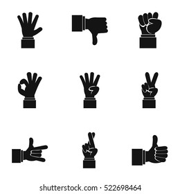 Gestural icons set. Simple illustration of 9 gestural vector icons for web