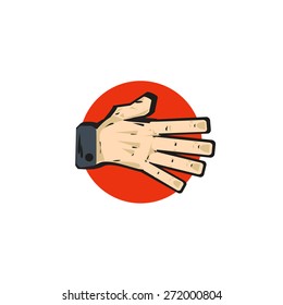 Gestural language handshake. isolated Vector art illustration