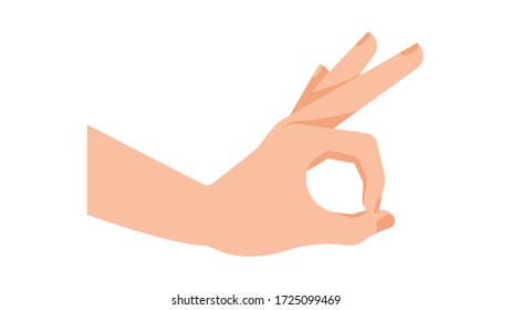 Gesture All right. Everything is ok sign over white background. No problem symbol. Zero gesture by hand. Human white skin hand, isolated vector. 